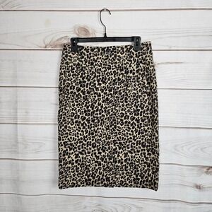 Maeve Anthropologie Leopard Print Mobwife Pencil Skirt Tan Black Animal Medium